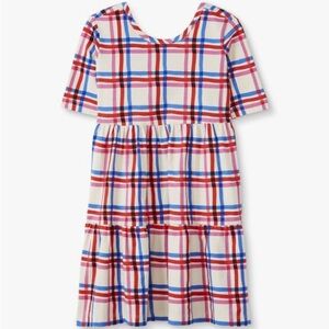 Hanna Andersson Tiered Skater Plaid Dress in Red, Pink, Blue, White Size 6/7